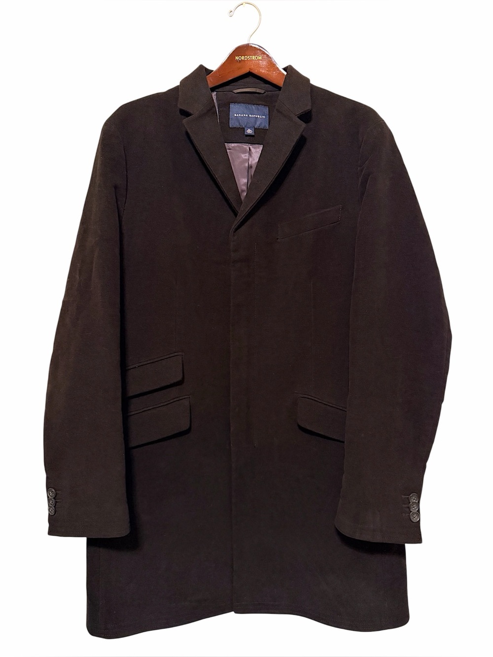 Banana Republic Heritage Men's Pea Coat in brown, 100% Cotton, size XL